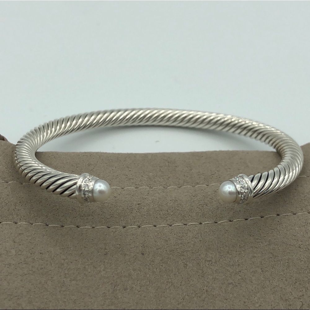 David Yurman Pearl and Diamond 5mm Bracelet